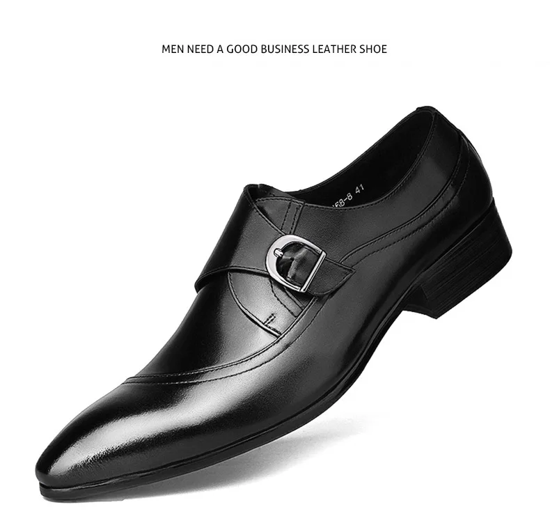 British Style Trend Soft Leather Men's Casual Fashion Pointed Buckle