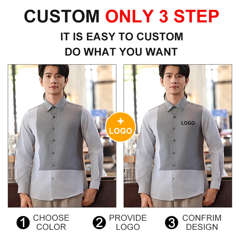 Venta directa de fábrica de camisas de uniformes de hotel grises y