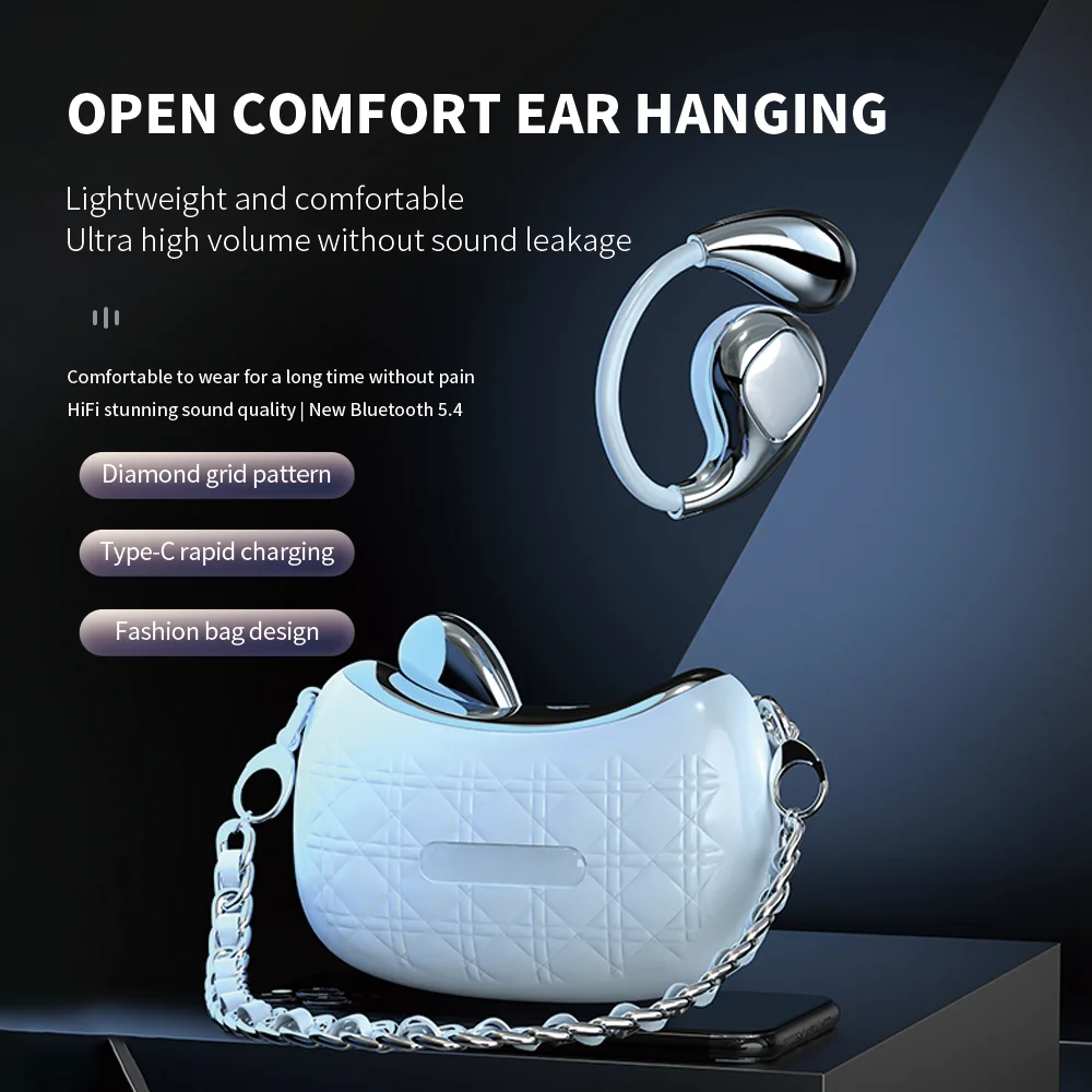 YX46 Wireless TWS Earbuds ENC Noise Reduction Touch Control OWS Sport Earphones Game Fashion Girls Open Ear Headset Headphone