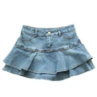 Short Skirt Skirts Jeans Summer Low Waist A Line Denim Short Skirt Women Sexy Ruffle Short Mini Denim Skirts Casual All-match Jeans Skirt