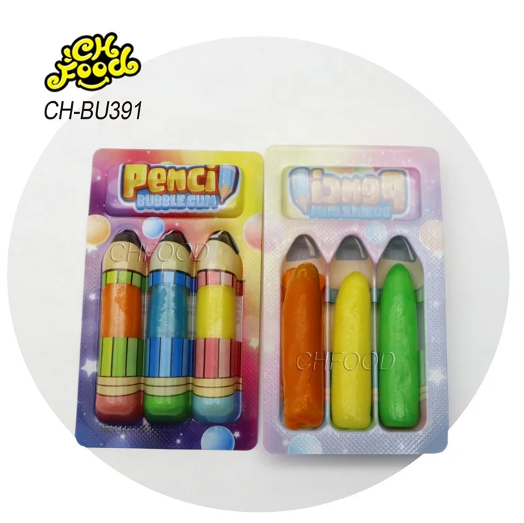 Manufacturer Wholesale OEM Fruit Flavor Pencil Bubble Gum Halal Chewing Gum Candy Sweets