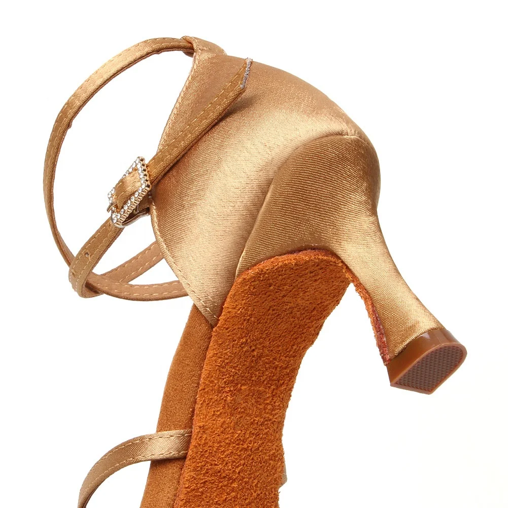 L802 Женская танцевальная обувь для латинских бальных танцев телесного цвета с