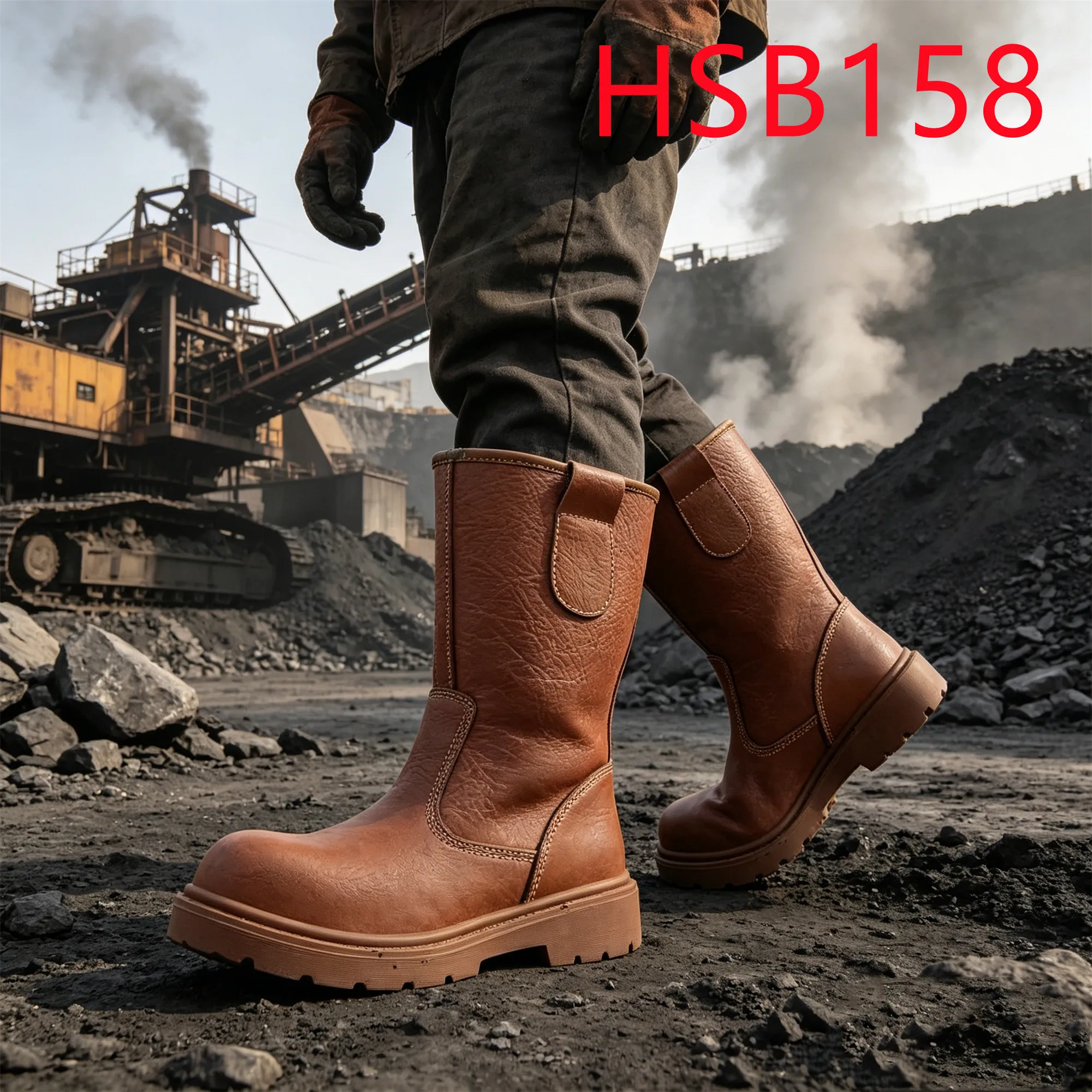 HY,Drilling Platform Anti-acid&alkali Sole Black/brown Miner Work Boots Mining Operation Super Keep Warm 12'' Safety BootsHSB158