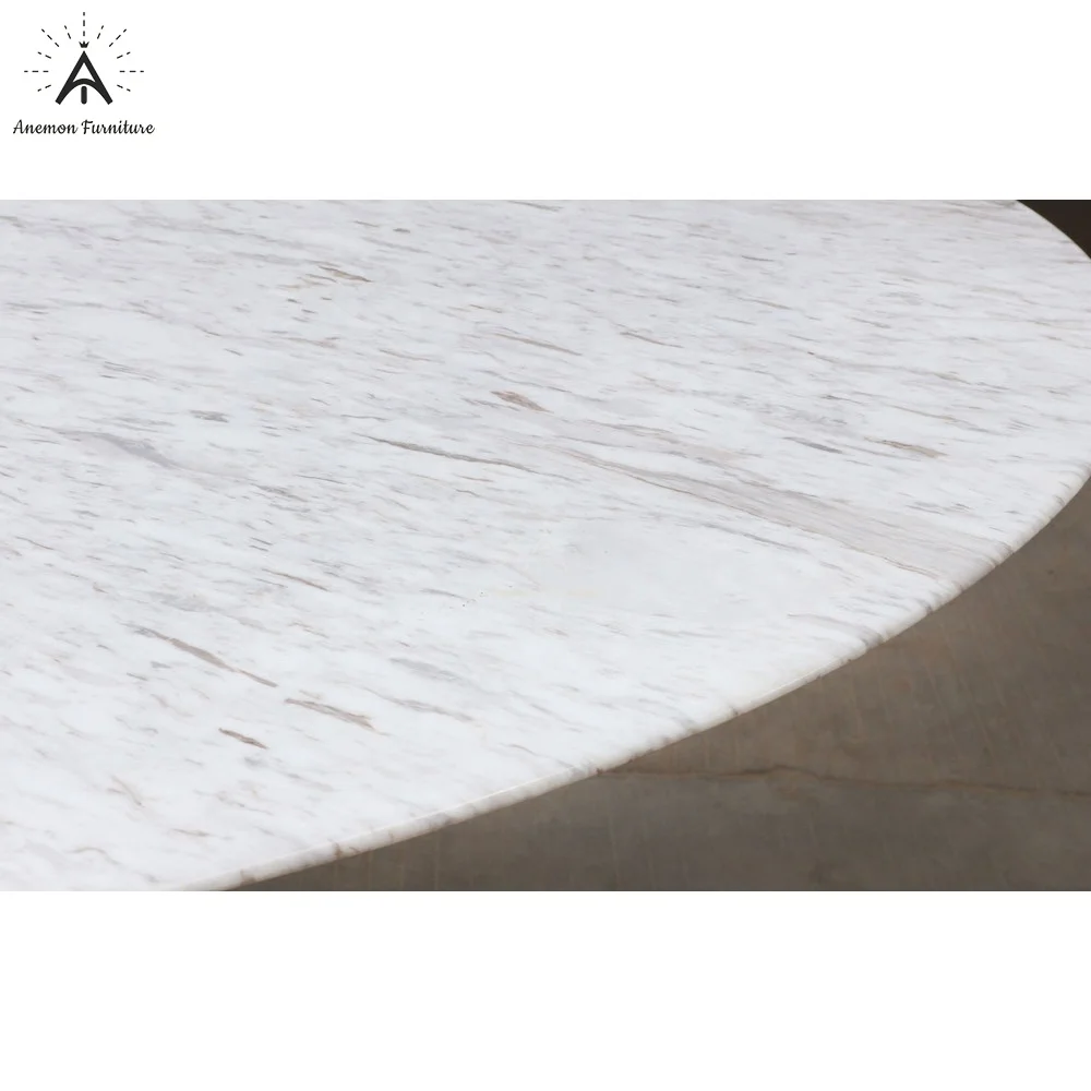AF T159 Italian Contemporary Design White Marble Fiberglass Oval Tulip Dining Table