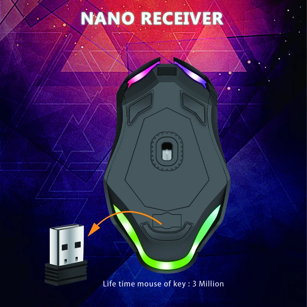 PCTENK XD82R Professionals Wireless LED Gaming Keyboard Mouse Combo Mini Rainbow Backlit aperçu 6