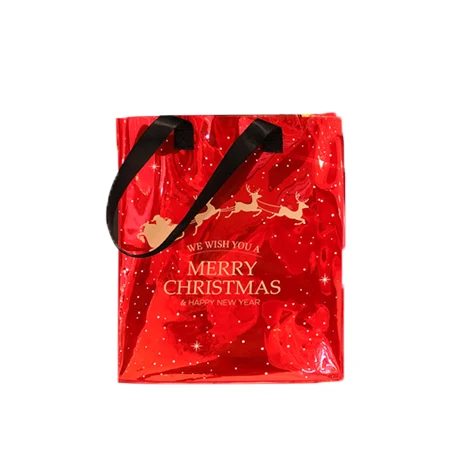 Transparent Christmas Eve Packaging High-End Gift Tote Bag PVC Packaging Glitter Jelly Bags