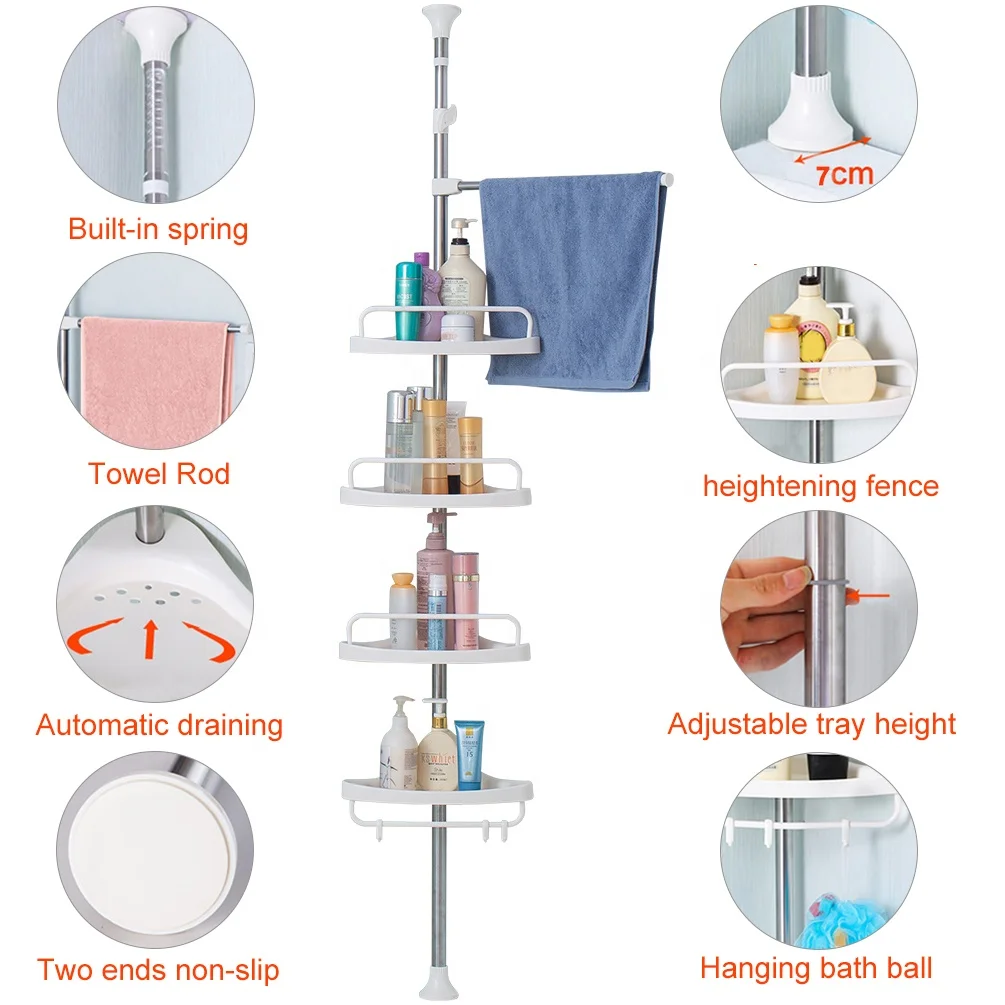 Manufacturer Bathroom Stainless Steel Storage Tension Pole Shower - China Tension  Pole Shower Caddy, Tension Shower Caddy