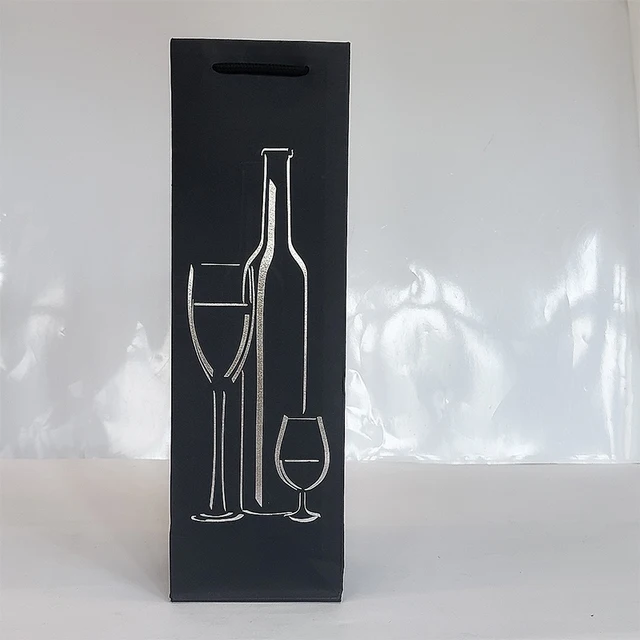 Factory customized red wine bag hot silver recycled paper bag single red wine bag