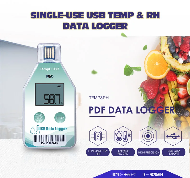 One Time Digital Temperature Humidity USB Data Logger for Truck Shipping