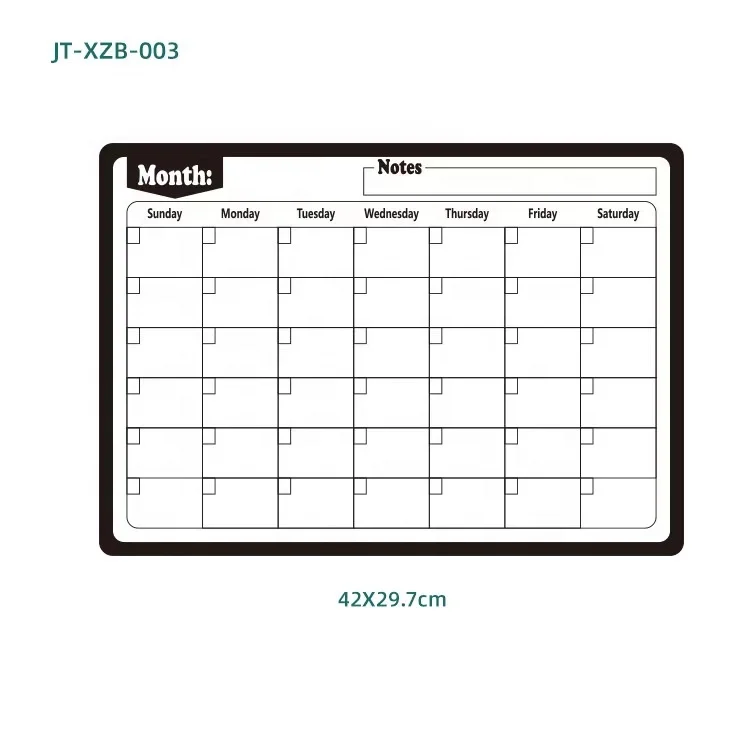 Easily Erasable Custom Calendar Magnetic Sticker Work Schedule Refrigerator Message Board