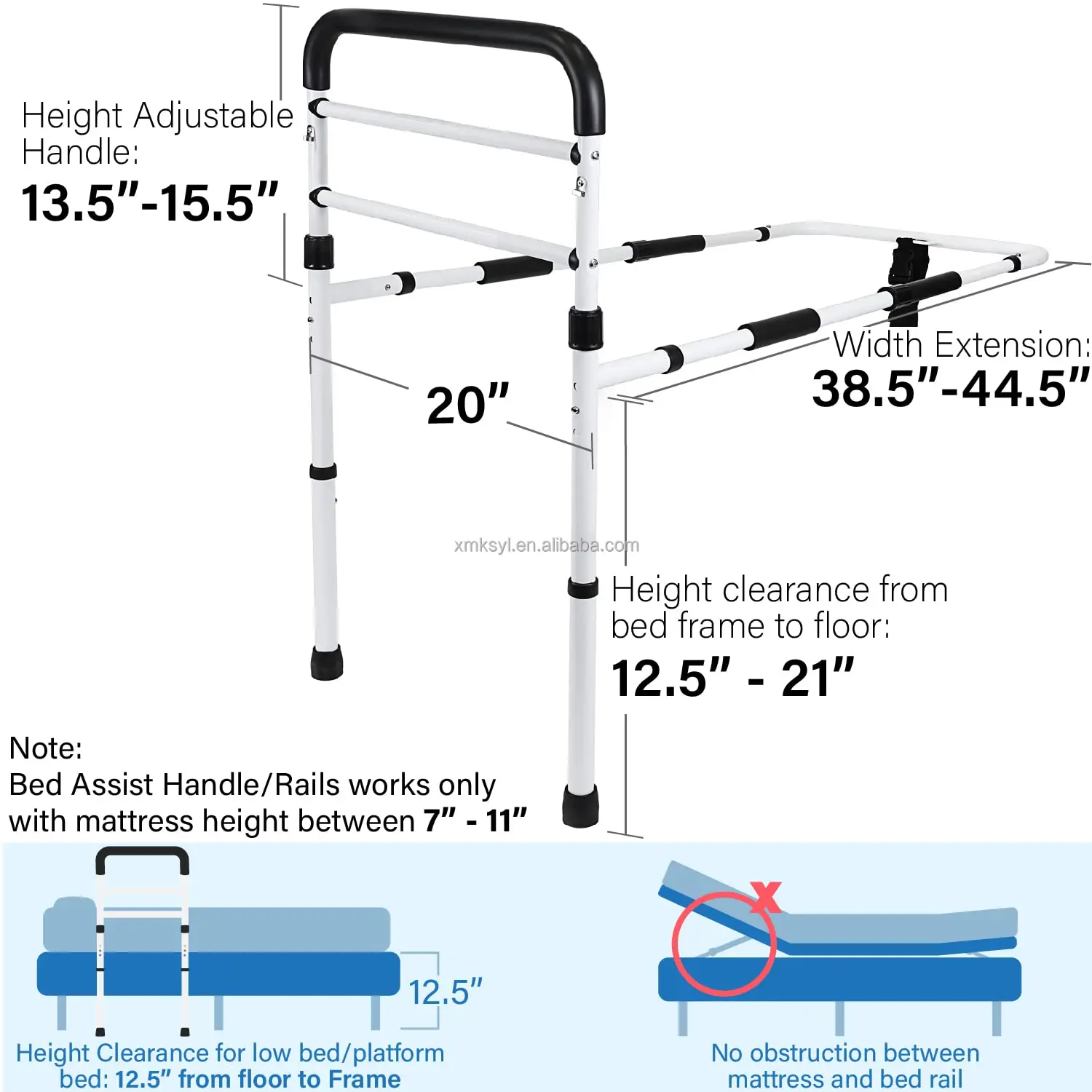 Factory wholesale bed Rail Stainless Steel Adjustable Home Bedside Armrest for Elde For Elderly supplier