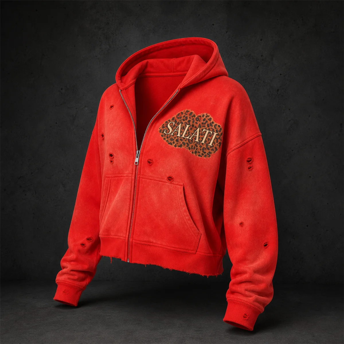 Custom Men's heavyweight Cotton Oversize Streetwear Zip up Hoodie Unisex Embroidery distressed Boxy Acid Washed Hoodies For Men gallery 4