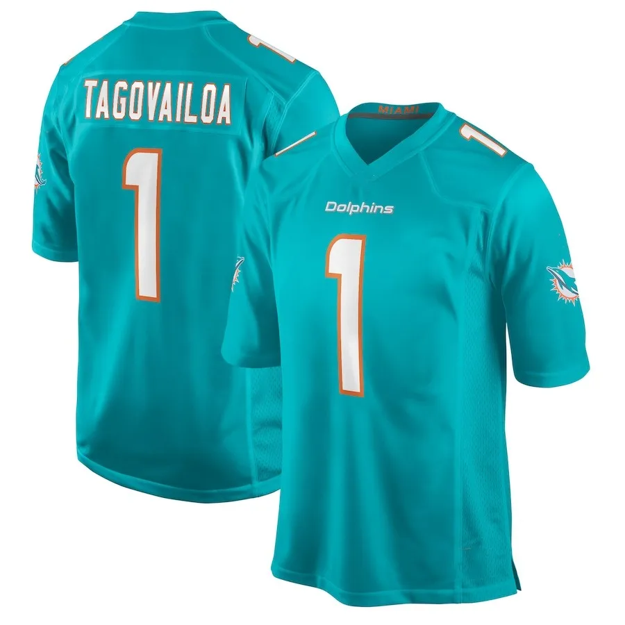 Wholesale Men's Miami Dolphins #10 Tyreek Hill #1 Tua Tagovailoa #11  DeVante Parker Aqua white Team Vapor Limited Jersey From m.