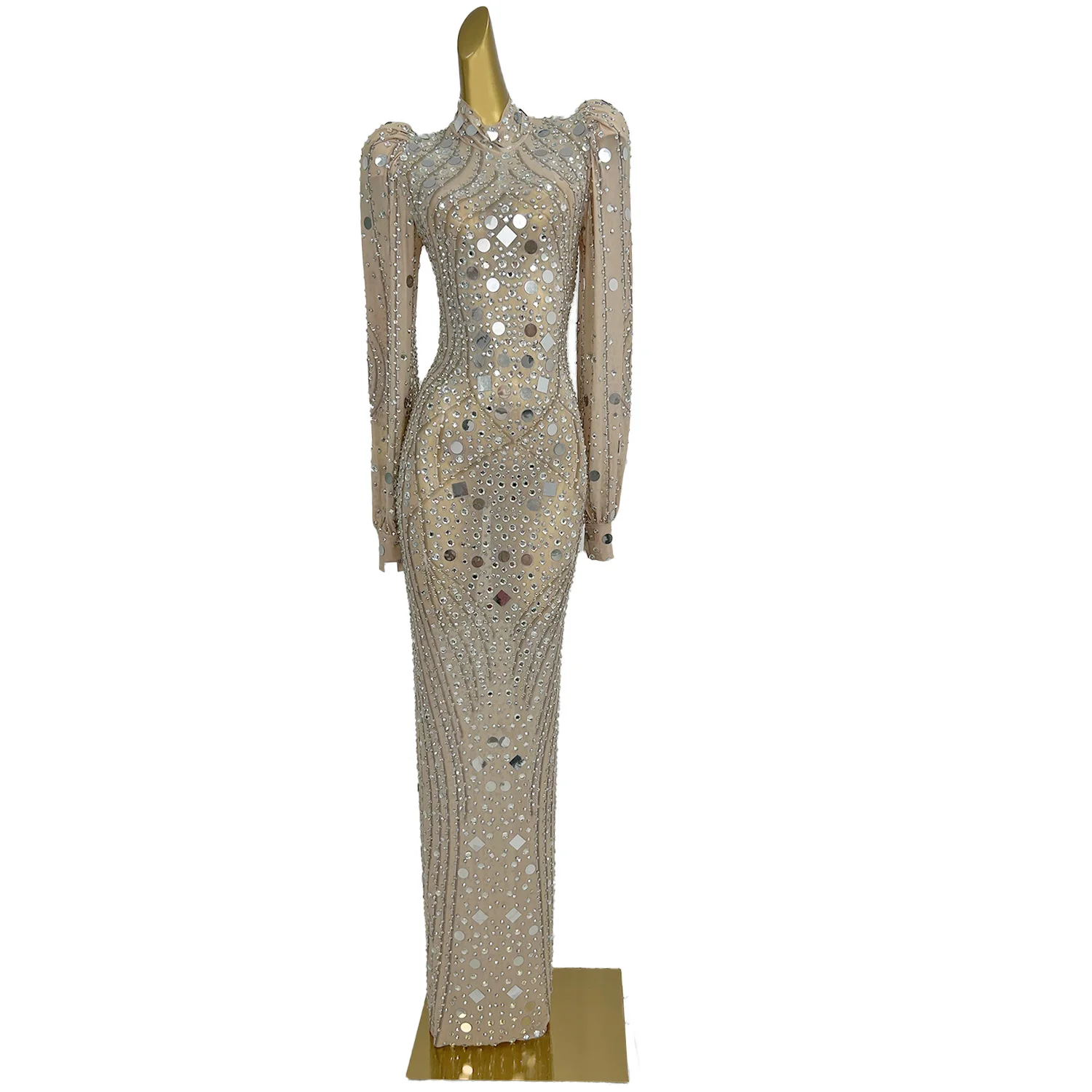 slim fit dress slacks Olivia Gold Metallic Sequin Party Dress – Venga Store main image 1