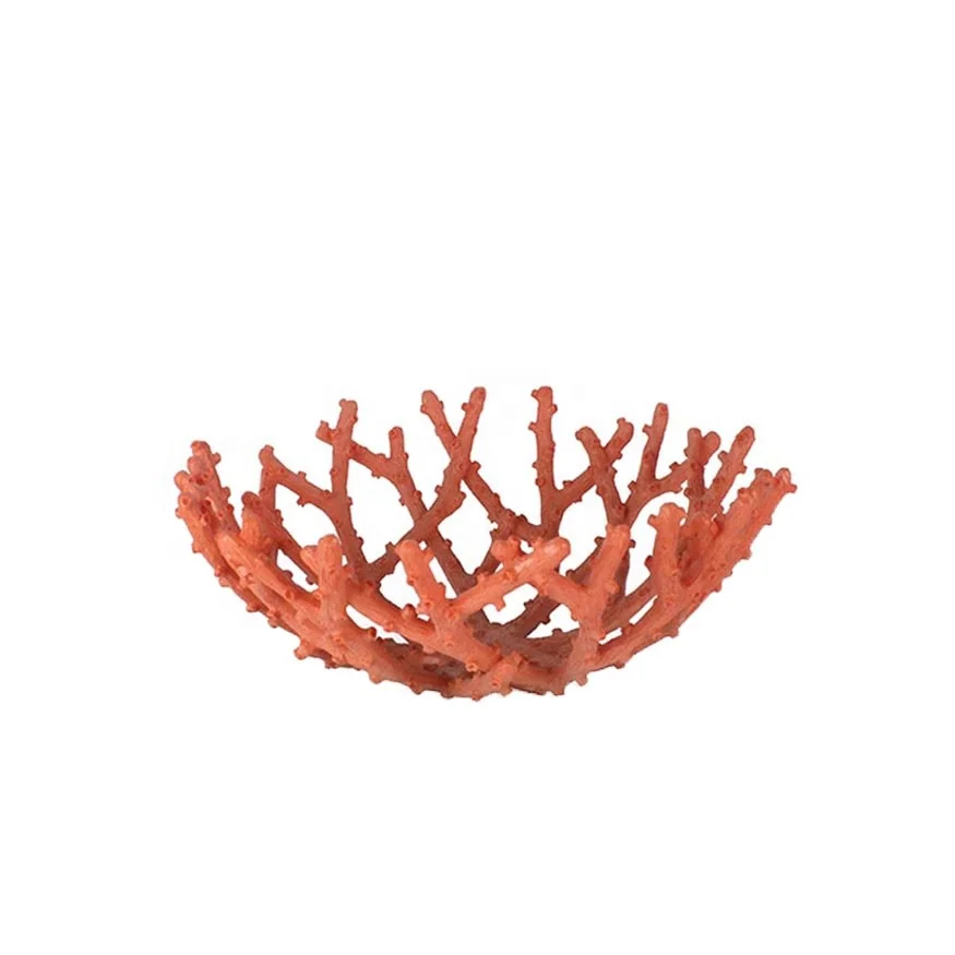 Resina de coral look cesta de decoración tazón de la mano bandeja decorativa