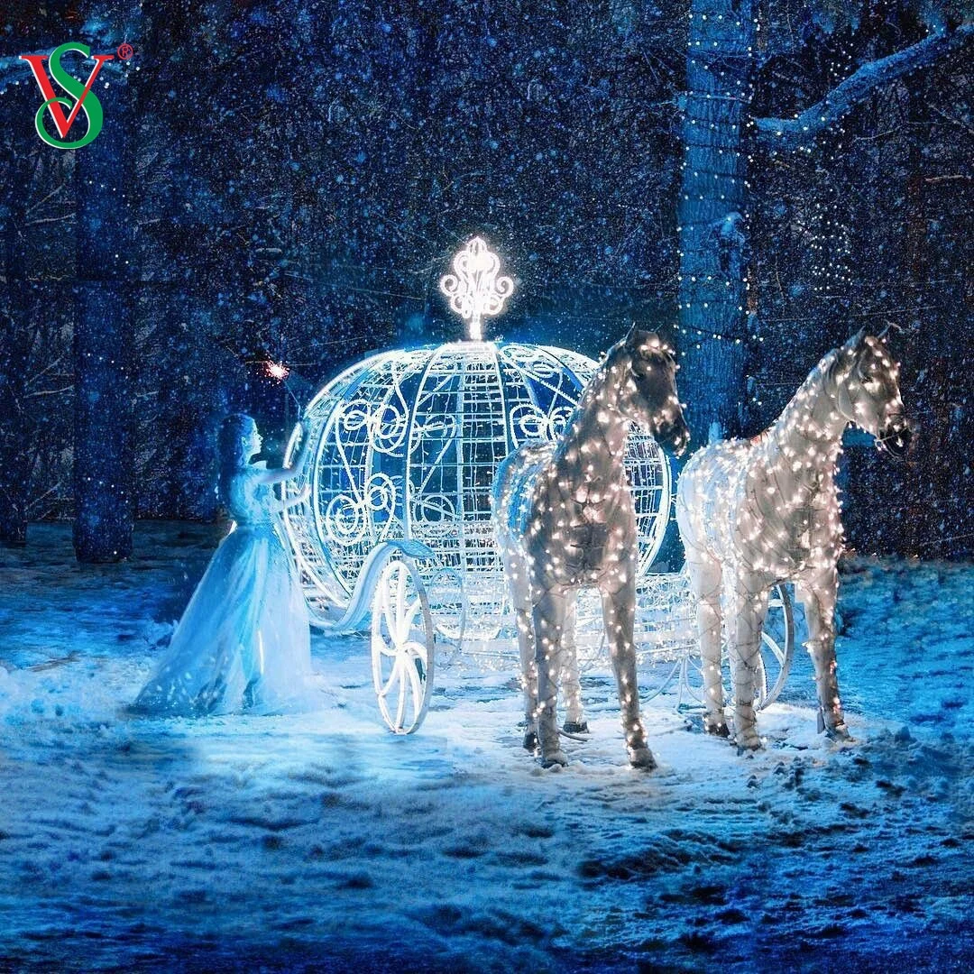 Led Deer Light With Sleigh & Christmas String Lights - Holiday