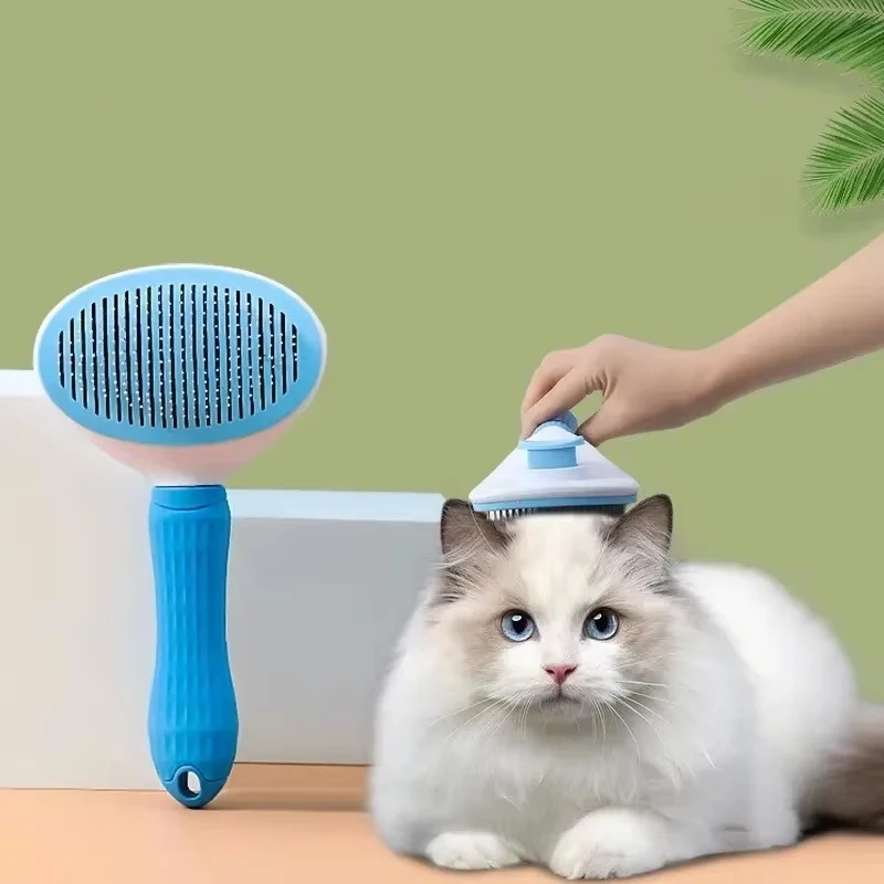Dog and Cat Hair One Key Remove Hair Comb Self Cleaning Pet Massage Shedding Remover Grooming Pet Hair Brush
