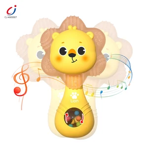 Chengji Wholesale Baby Early Educational Toy Rattle Sensory Cognition Cartoon lion Animal Rattles Baby Silicone Teething Toy