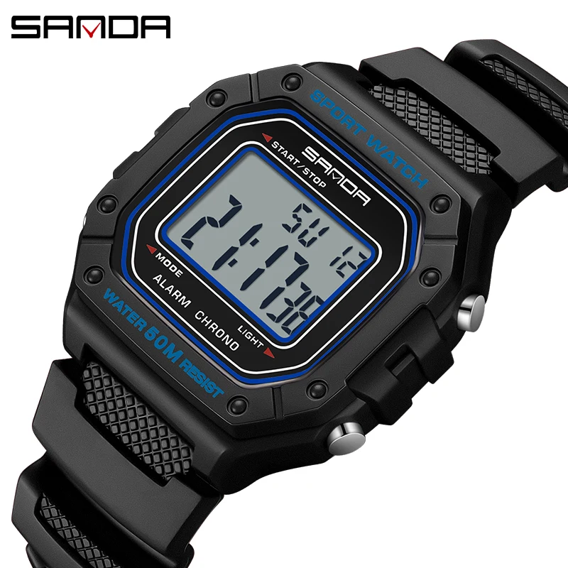 SANDA 2156 Hot sale Digital Watch For Men Qibla Time Reminder LED Electronic Watch Maxell Japanese Original Battery 2024 Alibaba