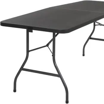 Deluxe Black 6 Foot x 30 inch Fold-in-Half Molded Folding Table for outdoor party