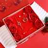 W3274-5-7-bracciale collana orecchini doppio anello fiore confezione regalo