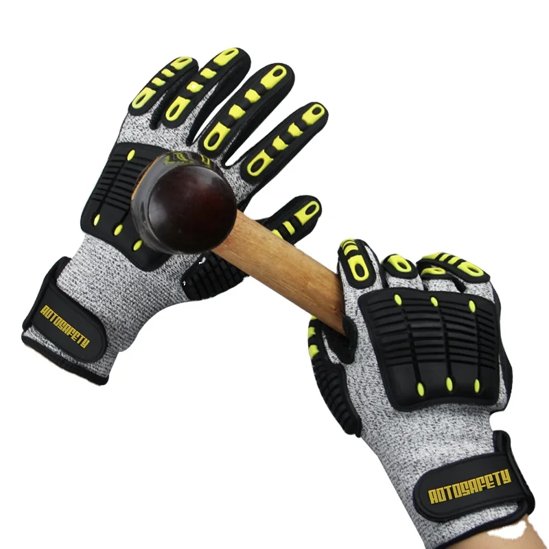 Luvas de trabalho anti-impacto, proteção industrial anticorte_voghion.com