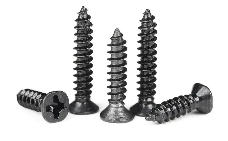 Direct deal carbon steel Cross flat head self tapping screw Black ISO 4mm Black Screws for Wood Box details