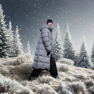 Long Thick Goose Down Jacket Puffer Jacket Outdoor Casual Custom Logo 700 Fluffy Men Winter Mountain Warm 90% Hooded Down