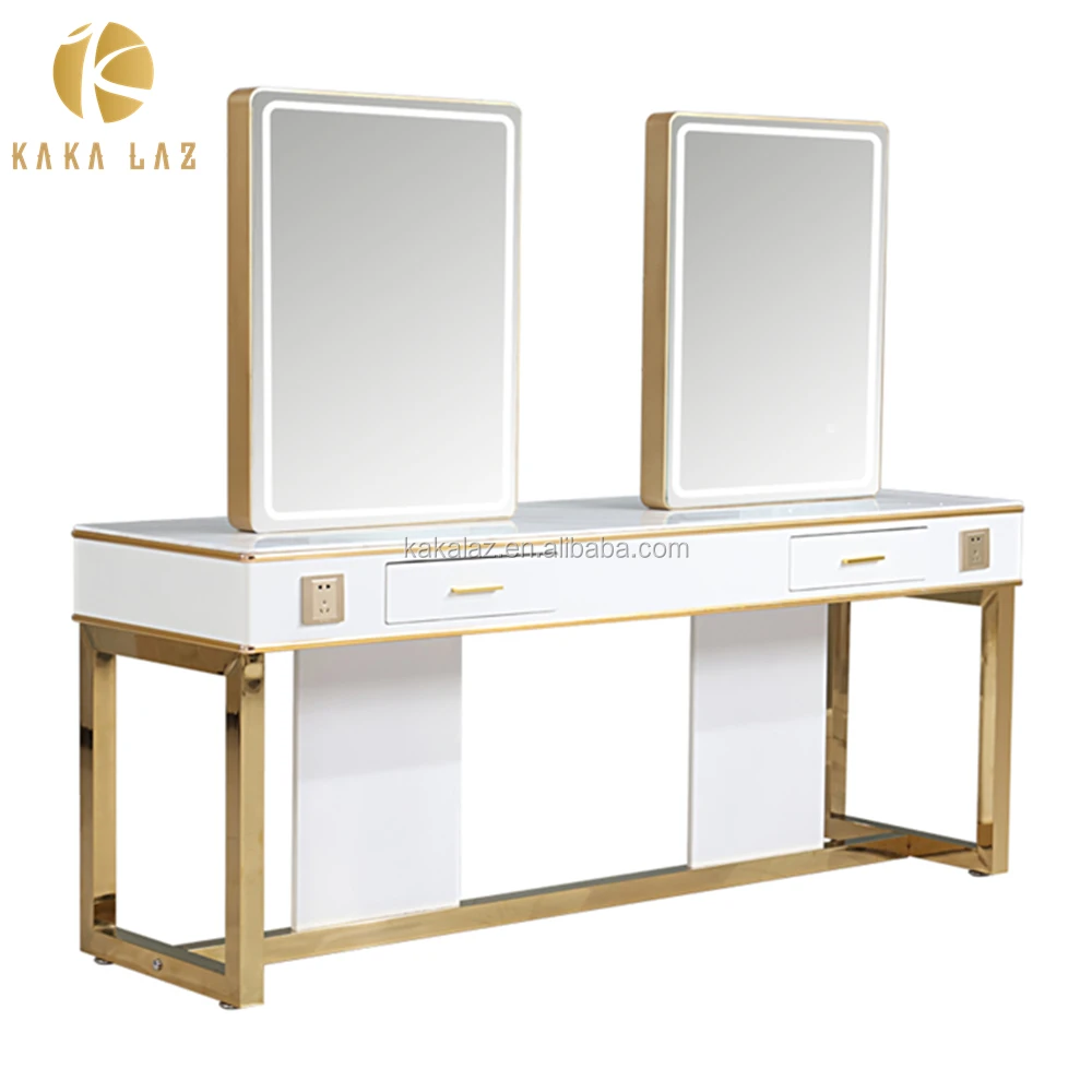 beauty salon styling stations with led light and tool