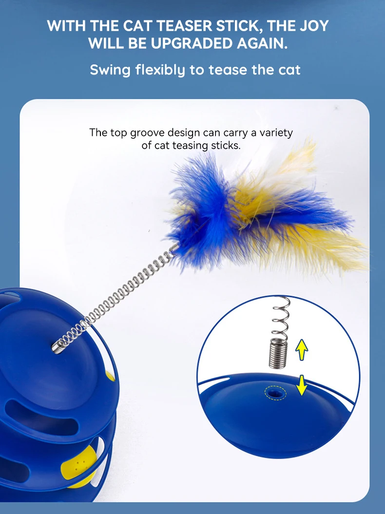 New Cat Toy Interactive Three-layer Cat Turntable Track  Self Hi Toy Cat-teasing Stick  Wholesale details