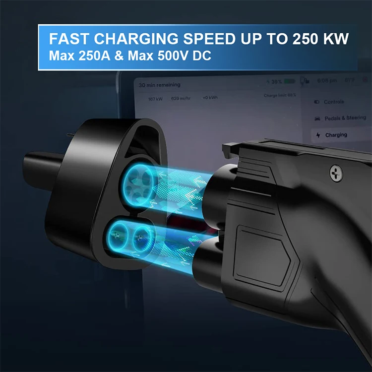 Customizable Portable EV Charger Adapter for Tesla Fast 250A DC Charging with CCS1 Featuring Brass Contact Material PC Housing