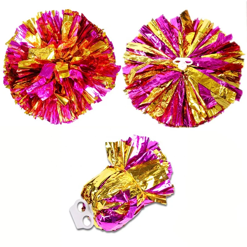 Помпоны для чирлидинга помпоны с ручкой ленты из металлической фольги цветами детей детские шары