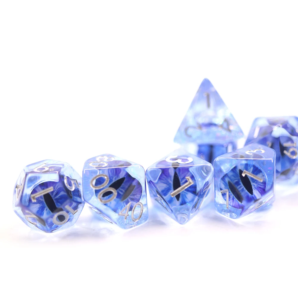 σετ ζαριών Blue Dragon Eye 7 τεμ. Πολύεδρο Στρογγυλεμένες ακμές για παίκτες Dungeons and Dragons