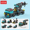 8732-7 mini police trailer 6 in 1  123pcs
