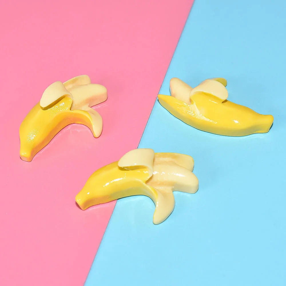 Peeled Banana Cabochons 32mm Cute Bananas Resin Craft Charms 3D Fruits for  Dollhouse Accessories Slime Charms