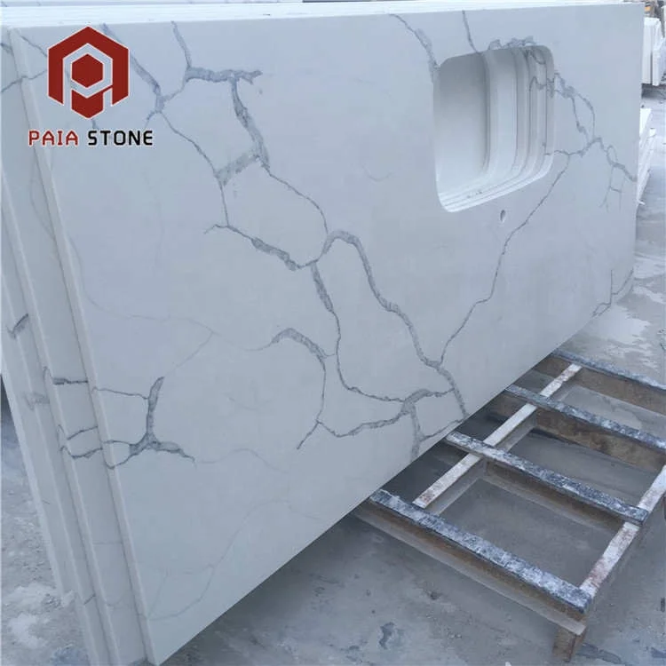 أسطح طاولات المطبخ من الكوارتز، ألواح حجر كوارتز أبيض صناعي