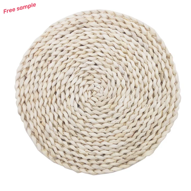 Nordic Japanese woven mat straw thermal insulation mat round woven straw water hyacinth Dining Table Placemat