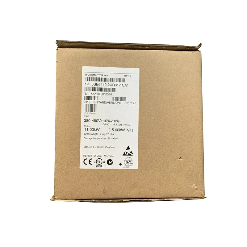 New Original 6SE6440-2UD31-1CA1 inverter for Siemens MICROMASTER 440 series, 3AC 380-480V input, 11kW power, with high-performance vector control, multiple protection functions and strong overload capability. 