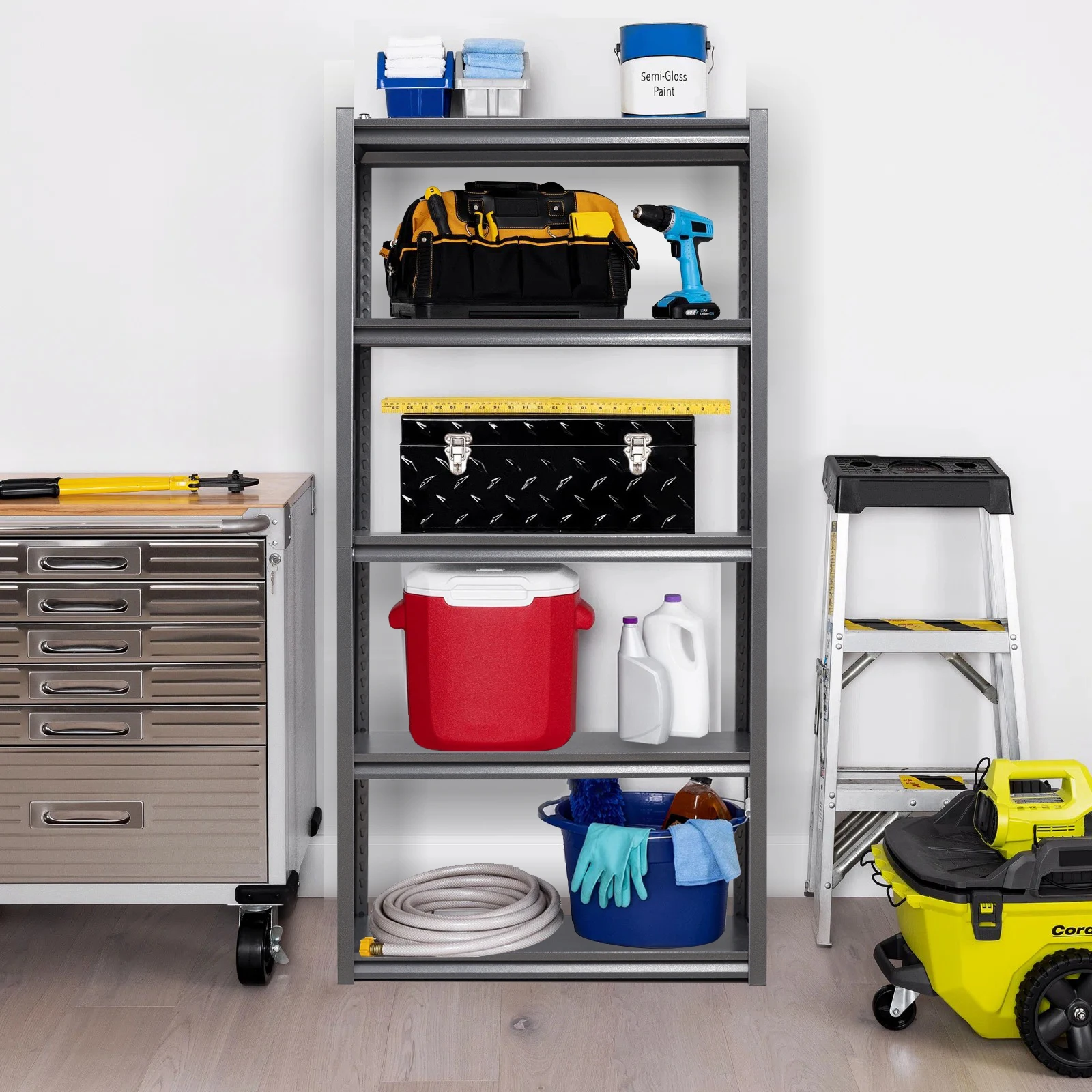 Modern Multi-Layer Metal Storage Rack for Home Design Commodity Display Shelves Standing Type Installation for Garage Shelves