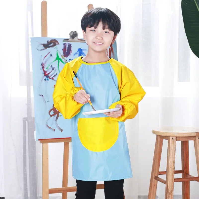 kids long sleeve apron drawing painting