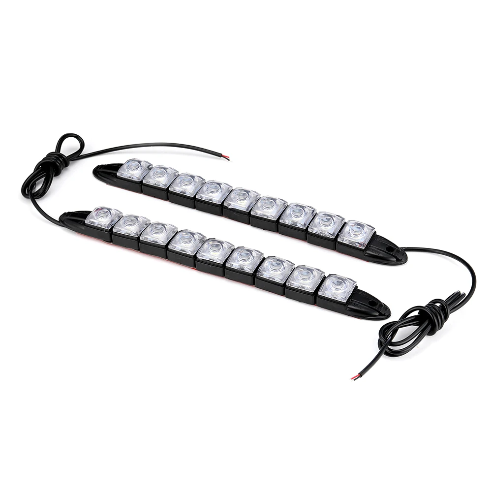 Ring Automotive Black Daytime Styling LED Lights 9 White LED's Per Strip DRL 