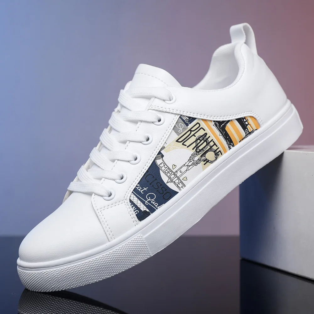 Fast Deliver Print Low Upper Men Fashion Flat Plate Board Canvas Sneakers Shoes for Men