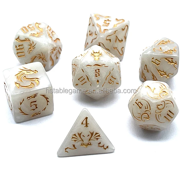 HS Dice Pearl Polyhedral Dice Sets For D&D, RPG - 5 Sets (35 Pieces) With D20, D12, D10, D%, D8, D6, D4 - View #14