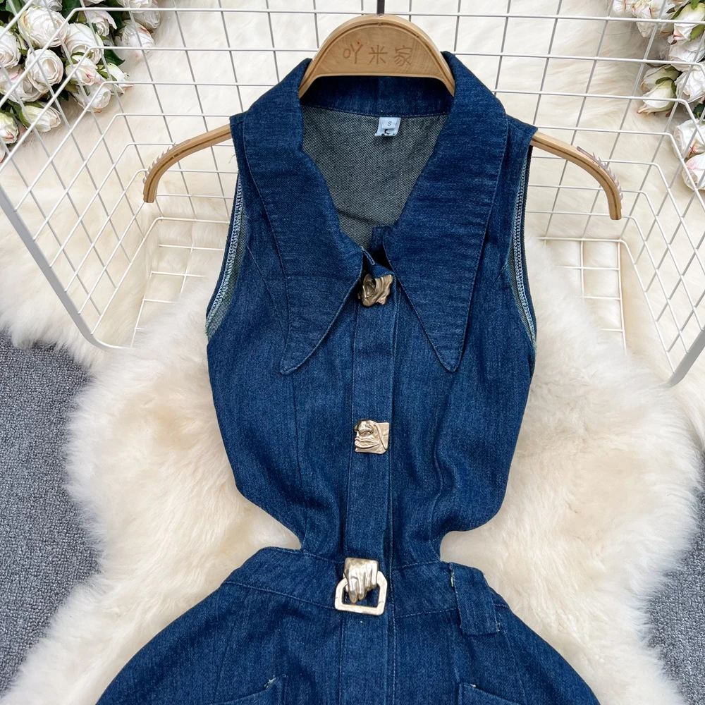 white christmas dresses Sleeveless Button Front Denim Dress with Pockets – Mini Jean Dres – Luxxe  Apparel