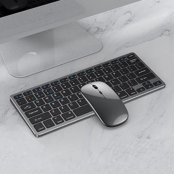 Combo Teclado e Mouse Sem Fio Dual Mode Bluetooth e 2.4G Recarregável