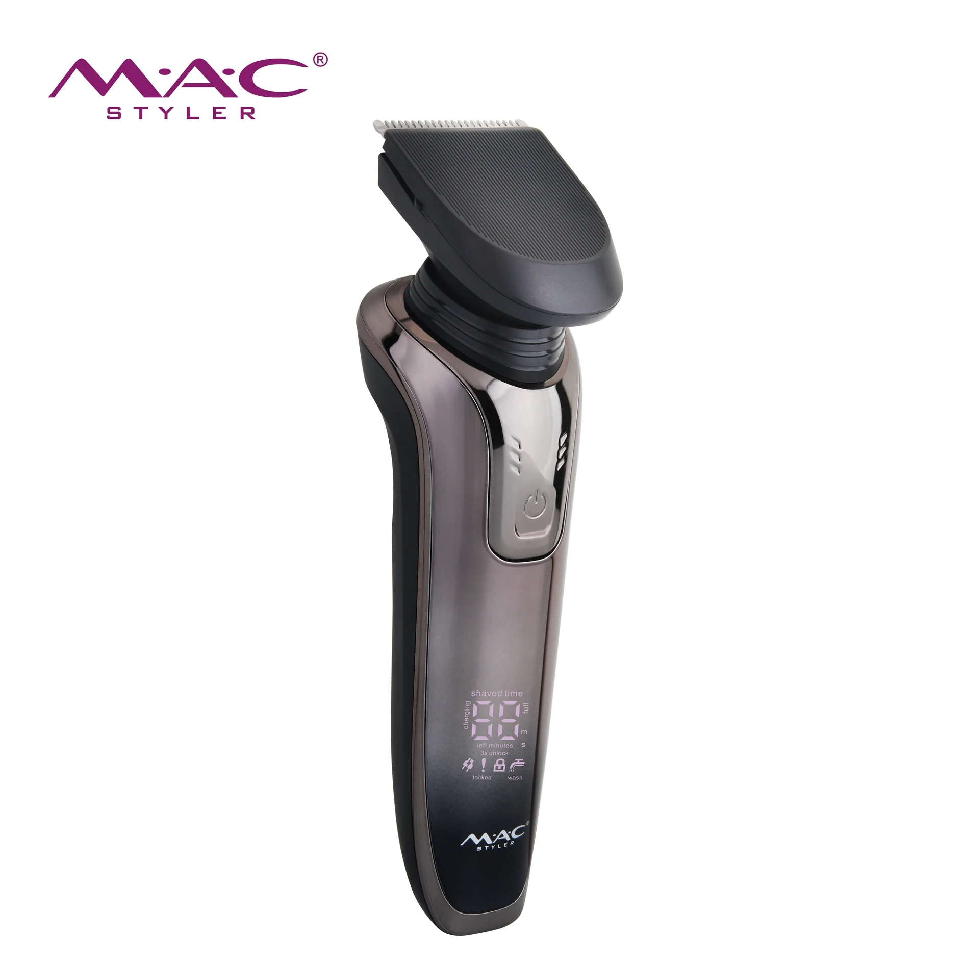 6 in 1 LCD Display Multifunction Electric Shaver Double Ring Veneer Knife 3D Rotating Body Washing Safety Lock Shaver