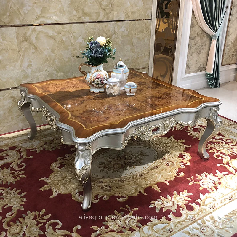 Роскошные твердой древесины классическая журнальный столик мебель для гостиной MBK-1291