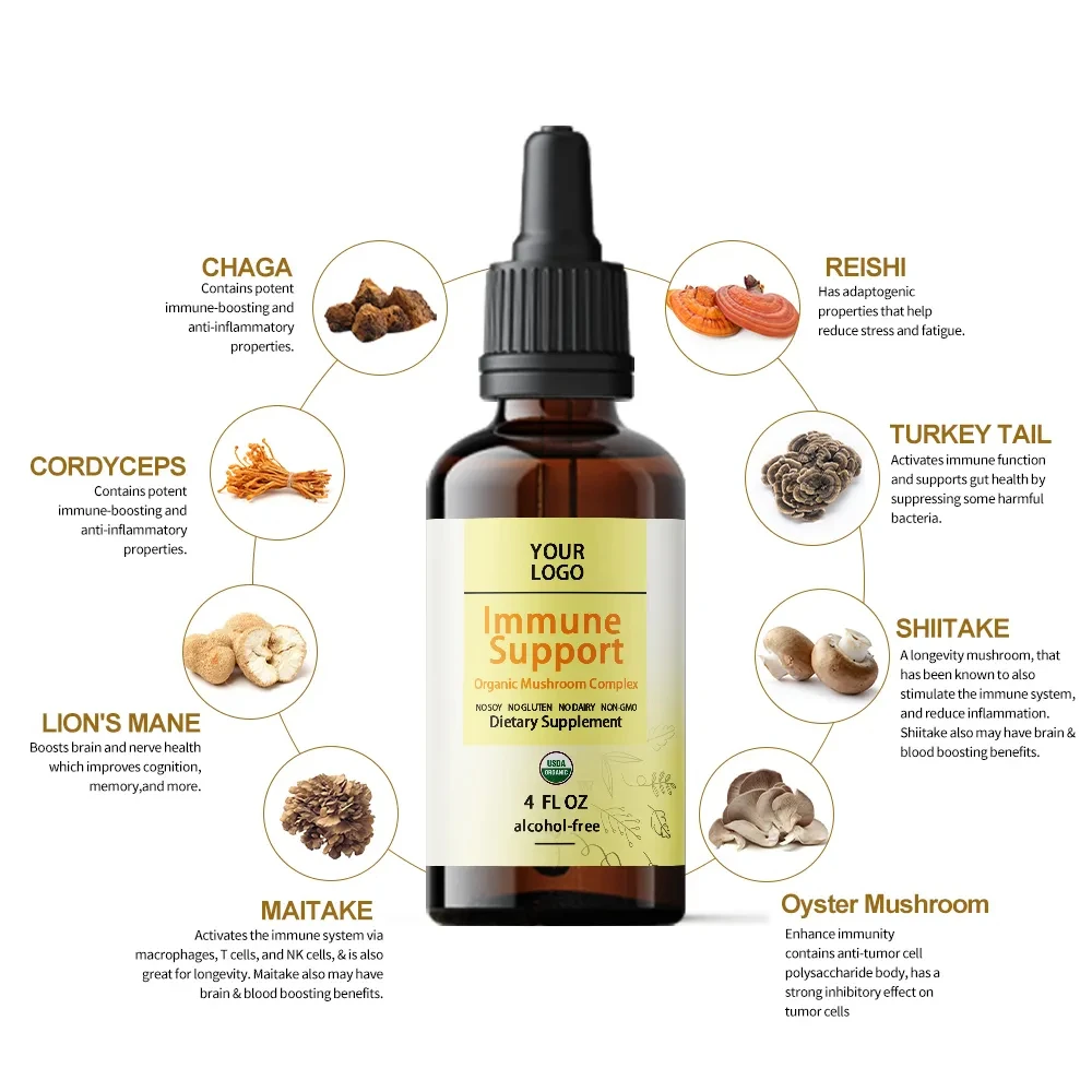 Vegan Mushroom Extract Liquid Drops Organic Mushroom Complex Drops