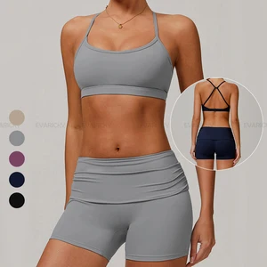 Wholesale Short Workout Sets High Waist Yoga Leggings Gym Shorts Running Sports Bra Gym Tracksuits Activewear Set for Women