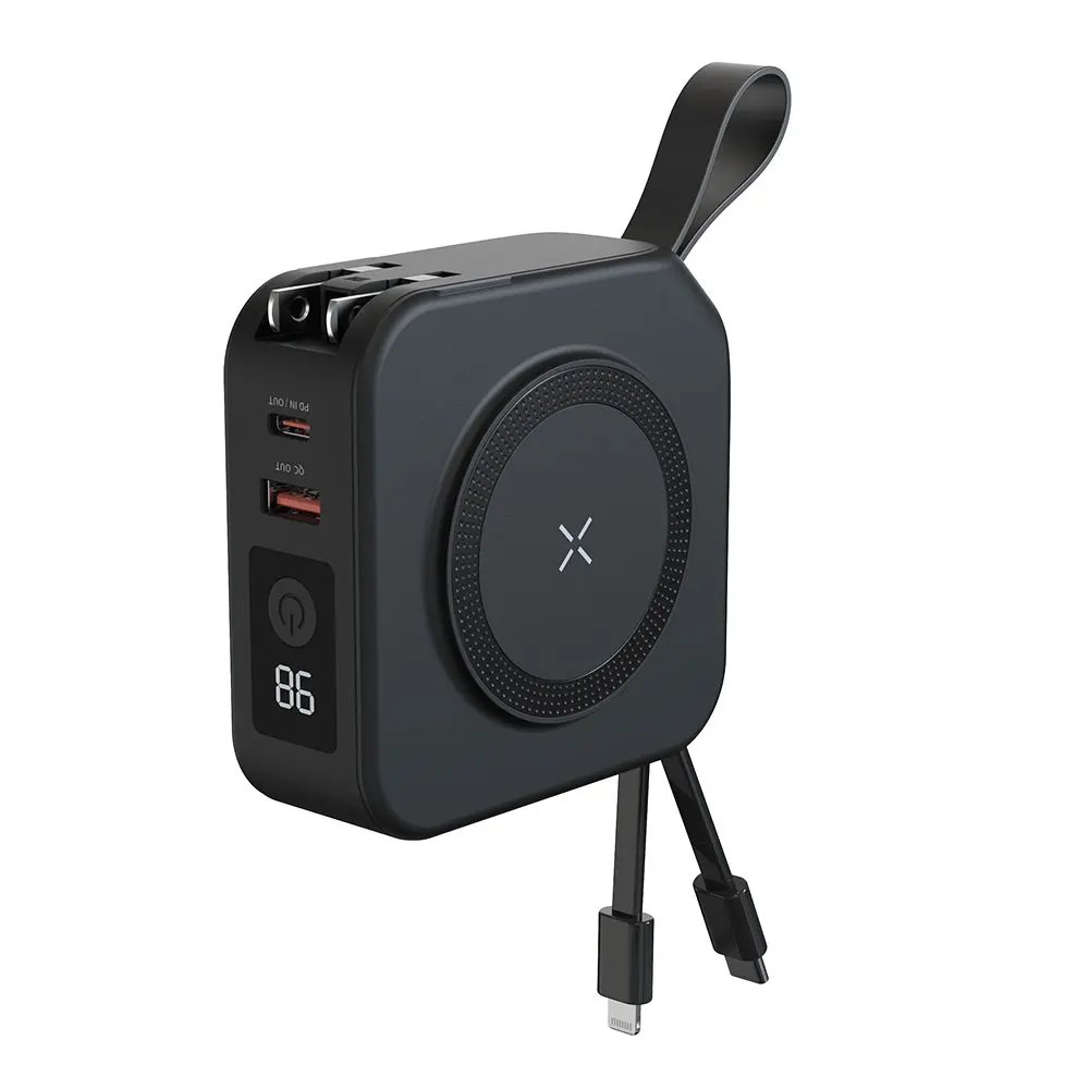 product 5 1 universal travel charger led display magnetic portable wireless fast charging 20w high capacity power bank support color-2